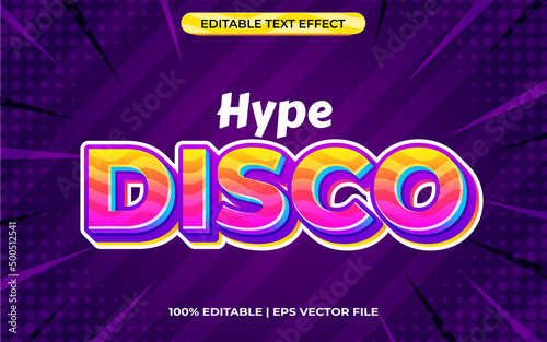 disco 3d text effect with colorful theme. orange typography template for disco tittle