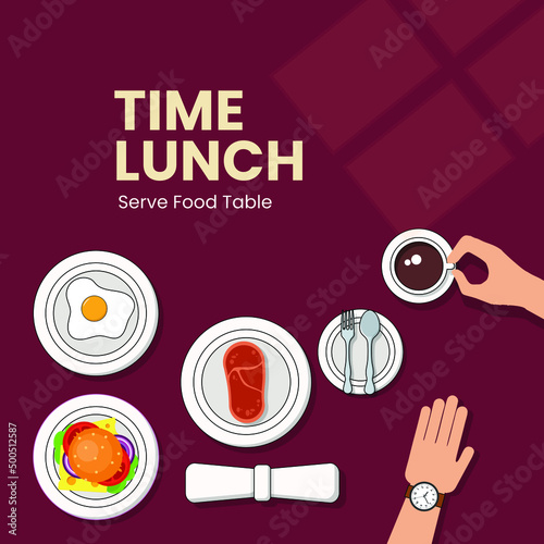 Lunch food in cartoon vector