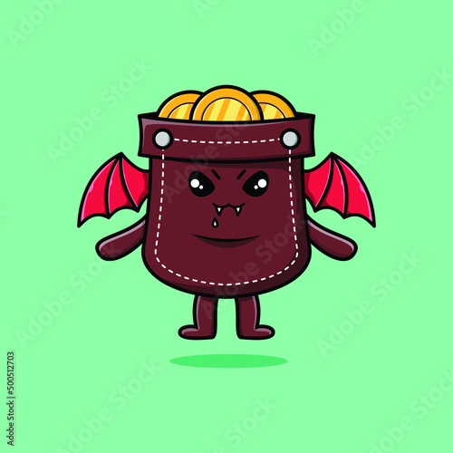 Cute mascot cartoon Pocket character as dracula with wings in cute modern style 