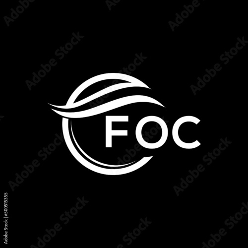 FOC letter logo design on black background. FOC creative initials letter logo concept. FOC letter design.  photo