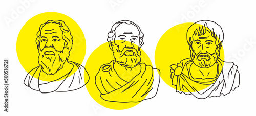 set vector illustration of three Greek philosophers from Athens socrates, plato, and aristotle photo