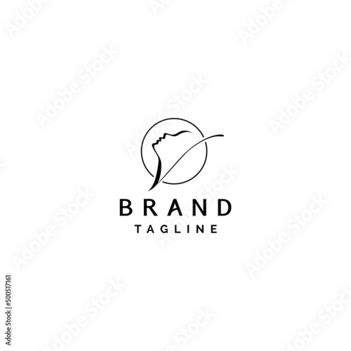 Initial V-shaped Woman Face Silhouette Logo Design. Elegant design initial letter V with female facial lines.