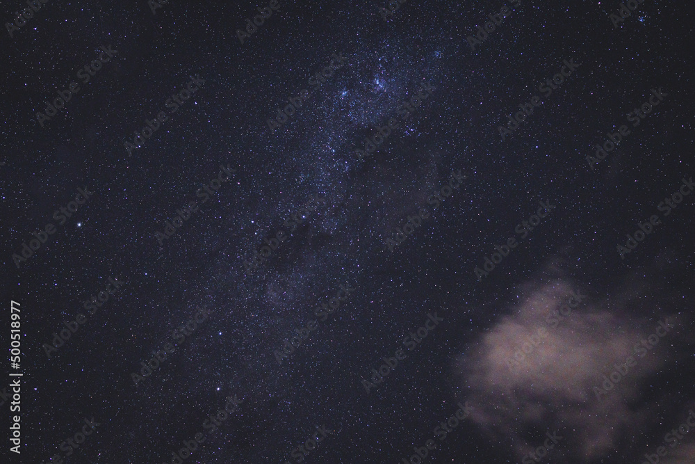 starry night sky with plenty of constellations and milky way clearly visible shot from the Southern Hemisphere in Tasmania, Australia