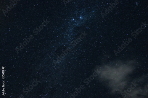 starry night sky with plenty of constellations and milky way clearly visible shot from the Southern Hemisphere in Tasmania, Australia