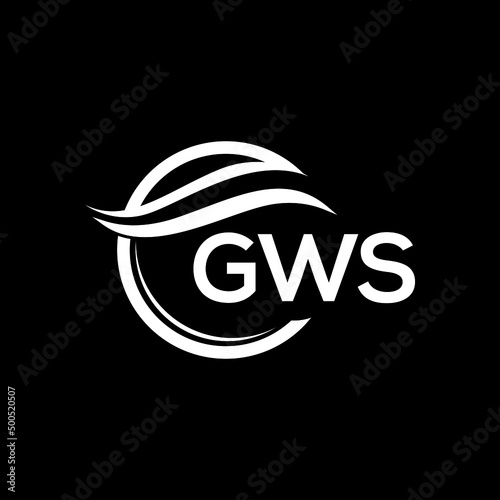 GWS letter logo design on black background. GWS  creative initials letter logo concept. GWS letter design.
 photo