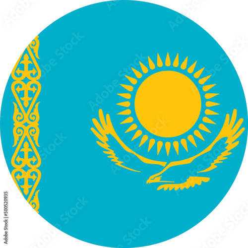 Kazakhstan flag in circle shape isolated  on  transparent  background,Symbol of Kazakhstan. vector illustration photo
