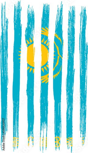 Kazakhstan flag with brush paint textured isolated on transparent background.Symbol of Kazakhstan. vector illustration