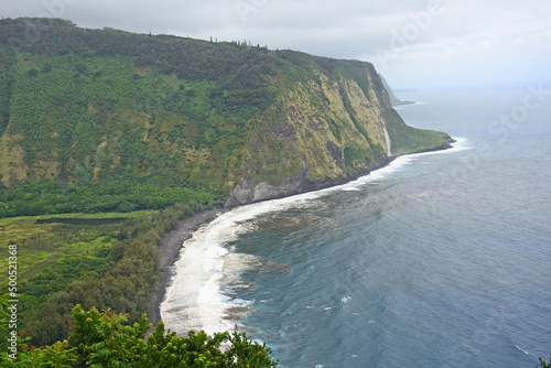 Coastline view at Waipio Valley Lookout on Big Island of Hawaii 