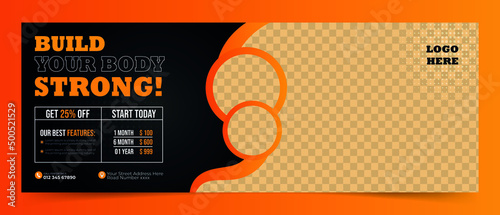 Fitness Gym Facebook Cover Design Vector Template