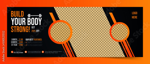 Modern Fitness Gym Facebook Cover Design Vector Template