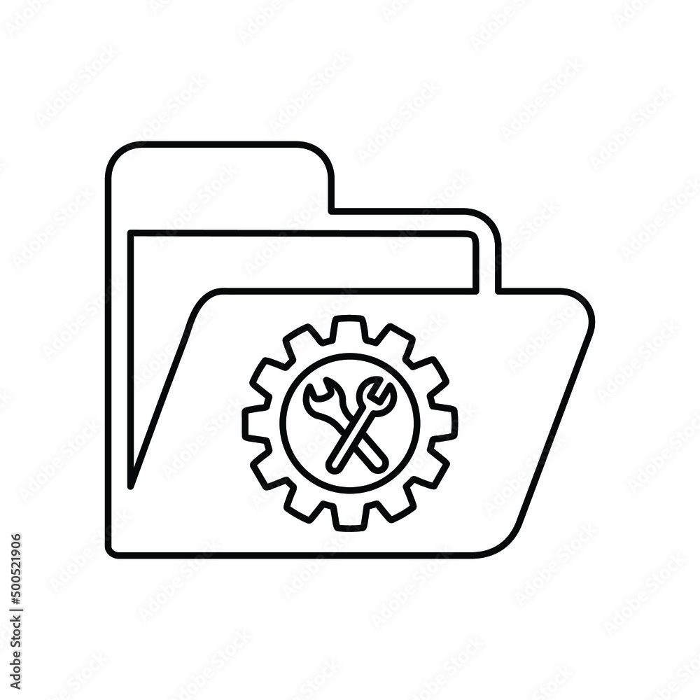 Configuration, folder, settings outline icon. Line art sketch. Configuration, folder, settings outline icon. Line art sketch.