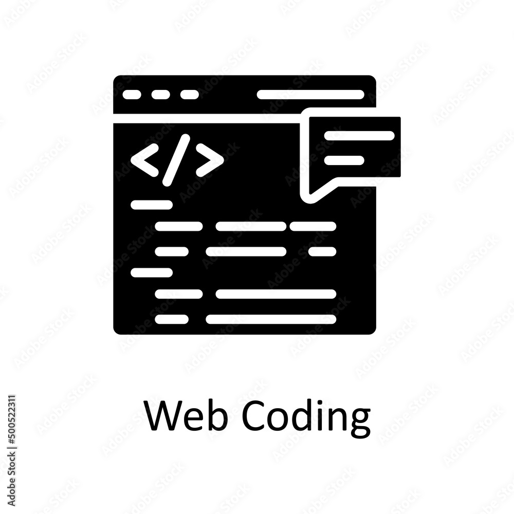 Web Coding vector Solid Icon Design illustration. Creative Process Symbol on White background EPS 10 File