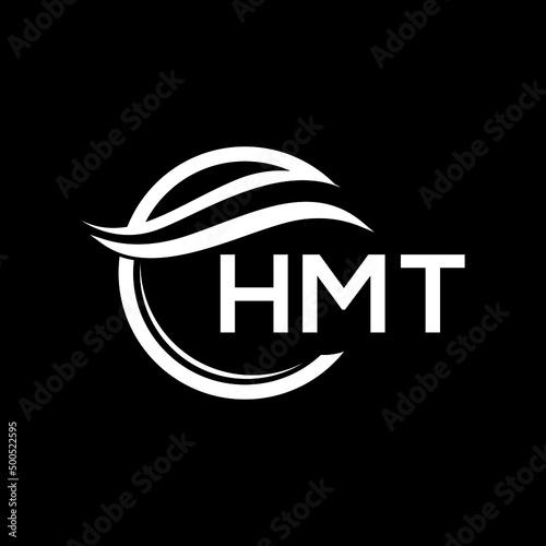 HMT letter logo design on black background. HMT  creative initials letter logo concept. HMT letter design.
 photo
