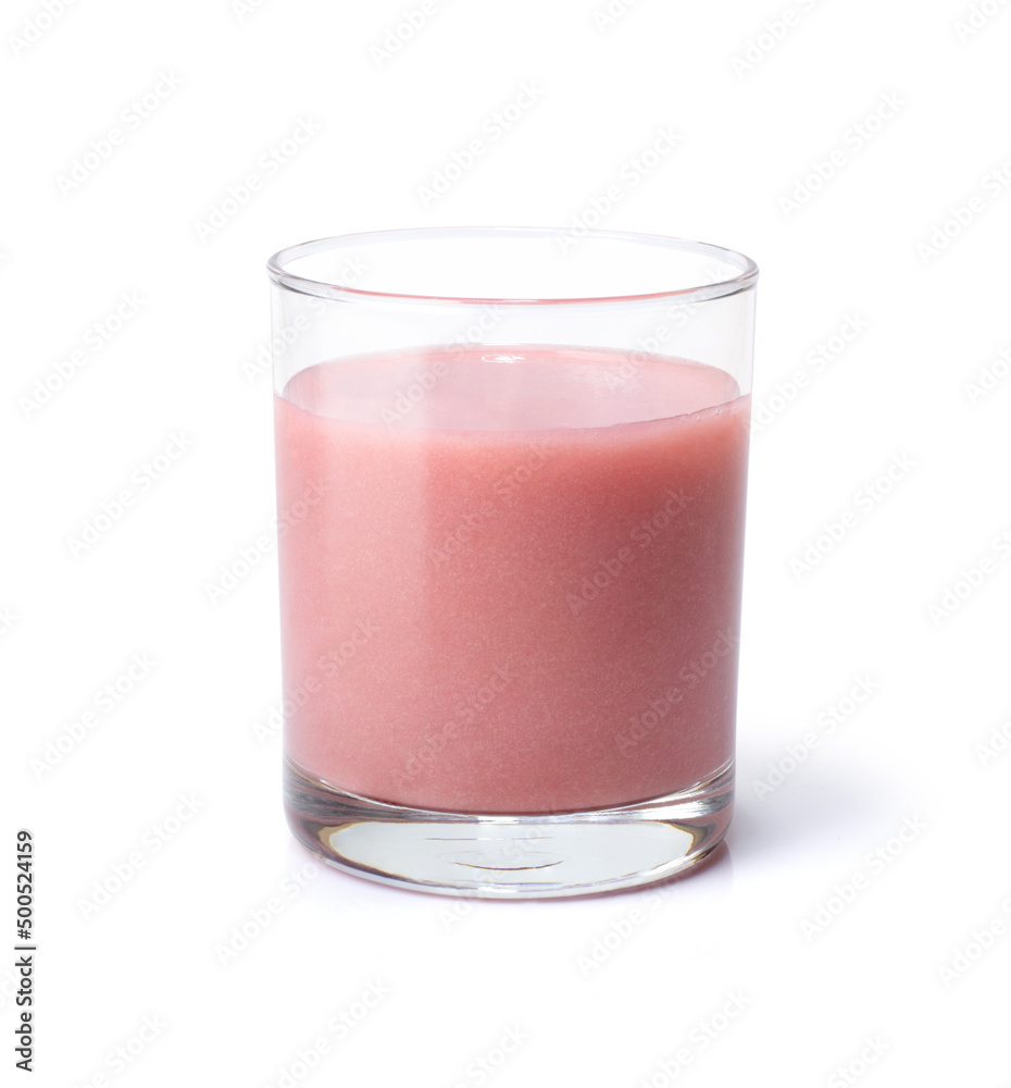 Glass of pink smoothie milkshake isolated on white background with clipping path. Glass of pink smoothie milkshake isolated on white background with clipping path.