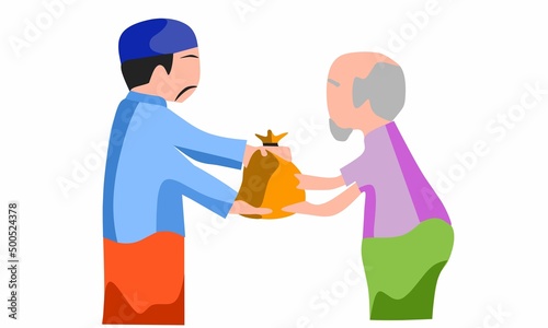 Vector graphic of world zakat fitrah day for world zakat fitrah celebration. flat design. flyer design. flat illustration. May 02.