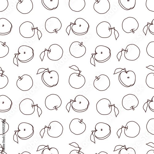 seamless line apple pattern for background, greeting card, packaging, texture, fabric pattern, wallpaper, wall decoration
