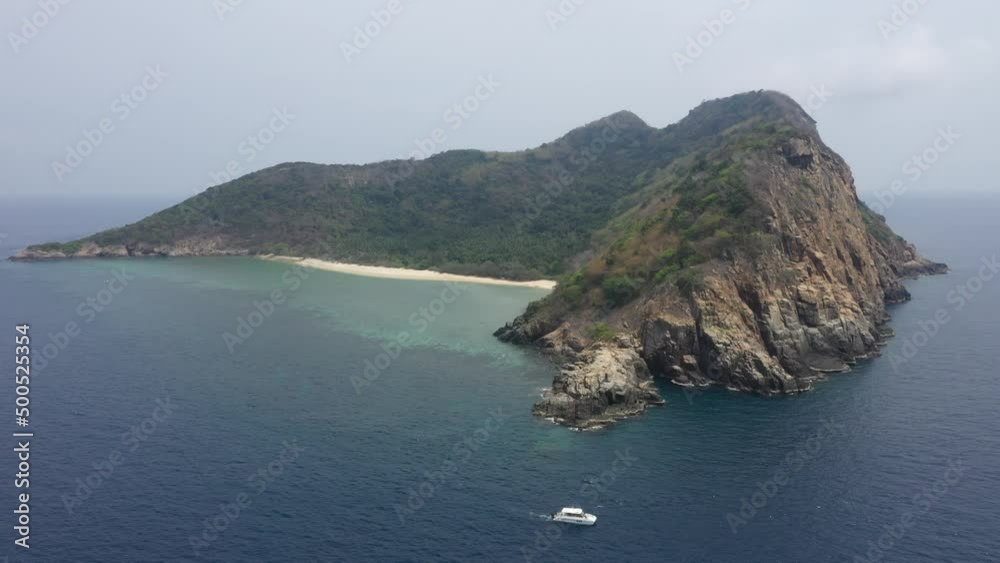 RELAX ON AN EMPTY SEA BEACH ON ISLAND. TRAVEL TO THE PARADISE SEA BEACH