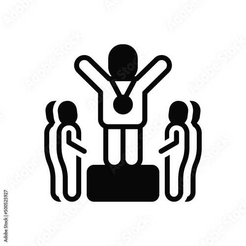 Black solid icon for achieved