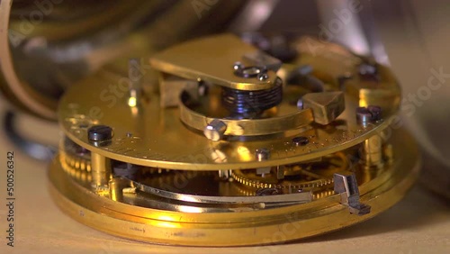 Close up of an Earnshaw watch movement - seamless loop. Slow motion photo