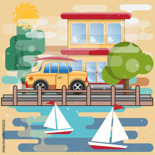 Seascape. Background. Vector illustration.