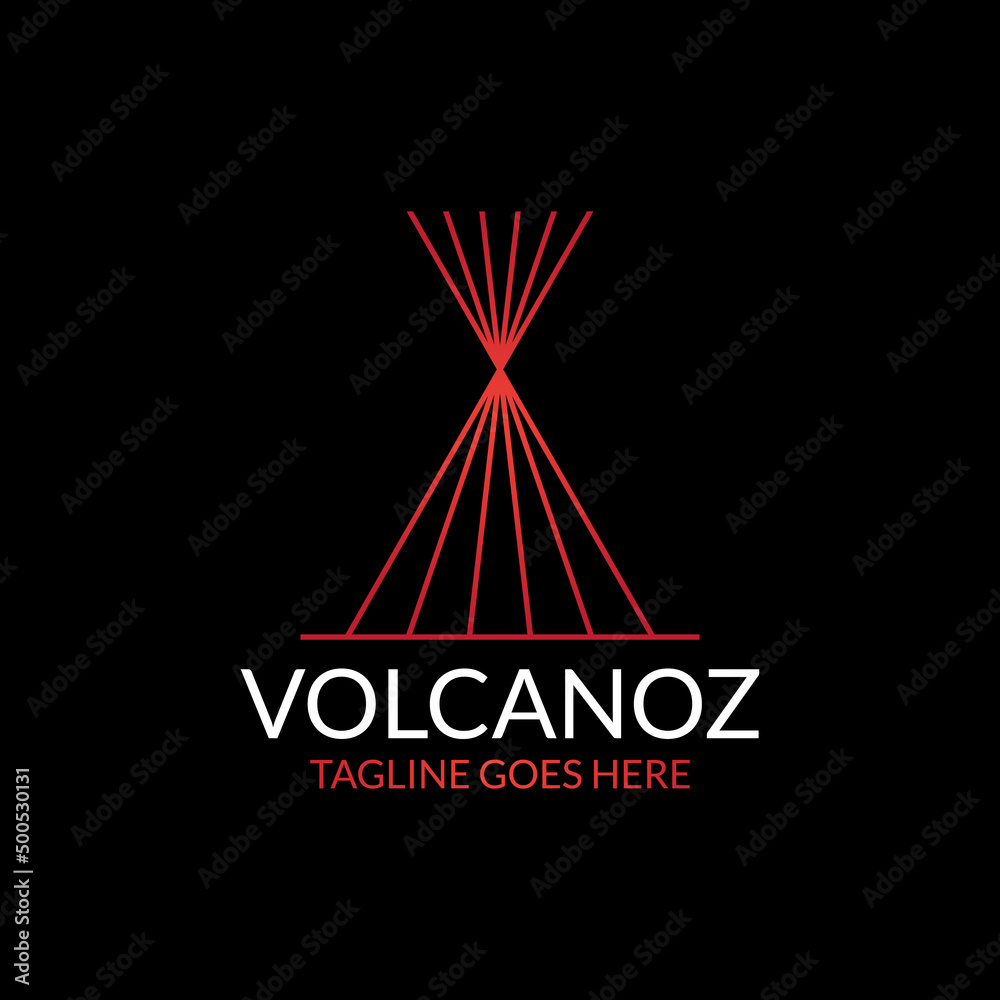 volcano eruption logo design - obrazy, fototapety, plakaty 