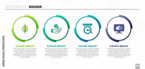 Set Punching bag, Boxing glove, gong and . Business infographic template. Vector