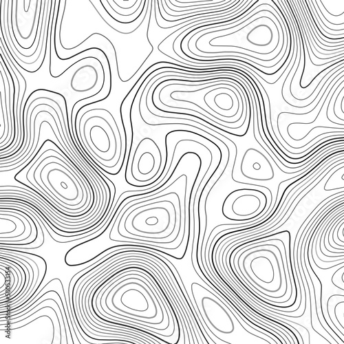 Abstract arrangement of lines in the style of a topographic map. Dark outlines on a light background. Vector illustration.