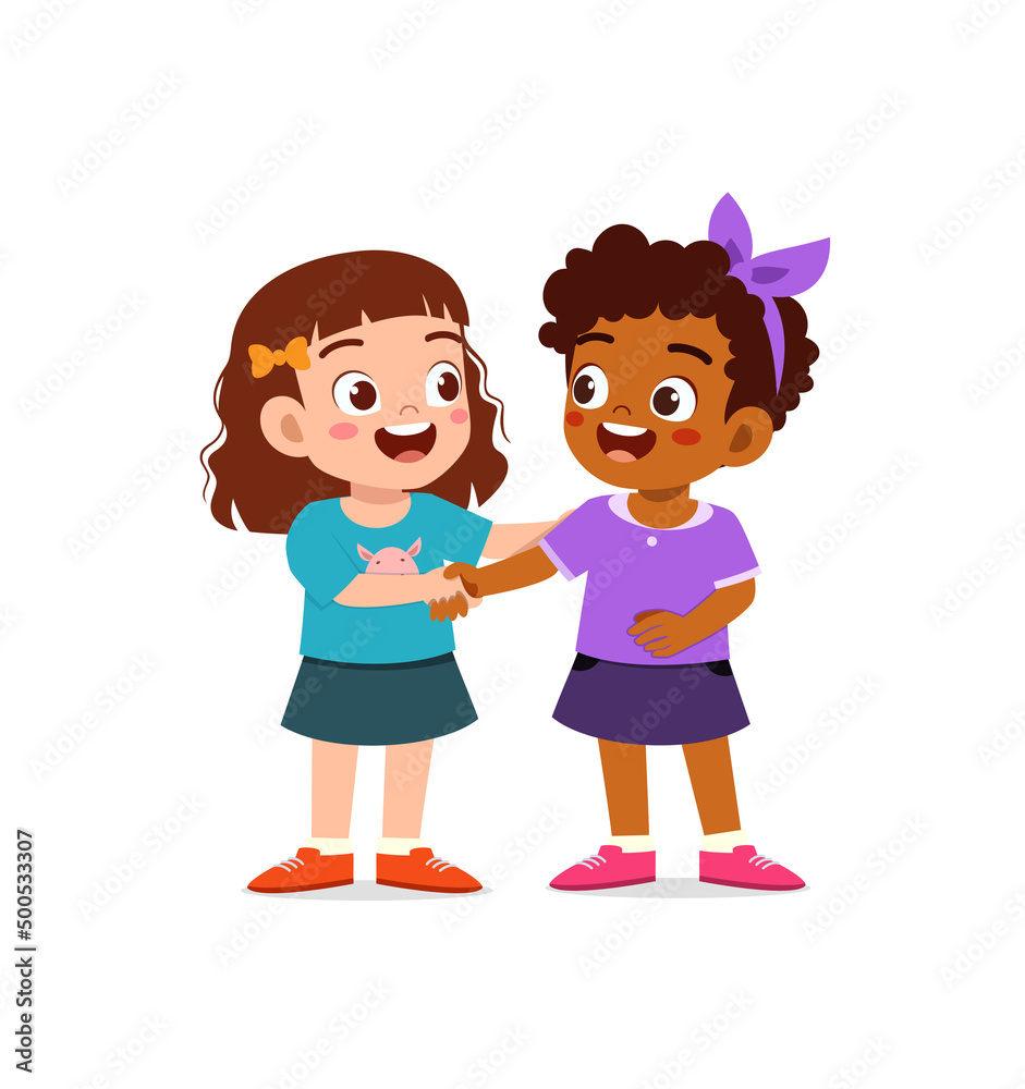 little kid do hand shake with friend little kid do hand shake with friend