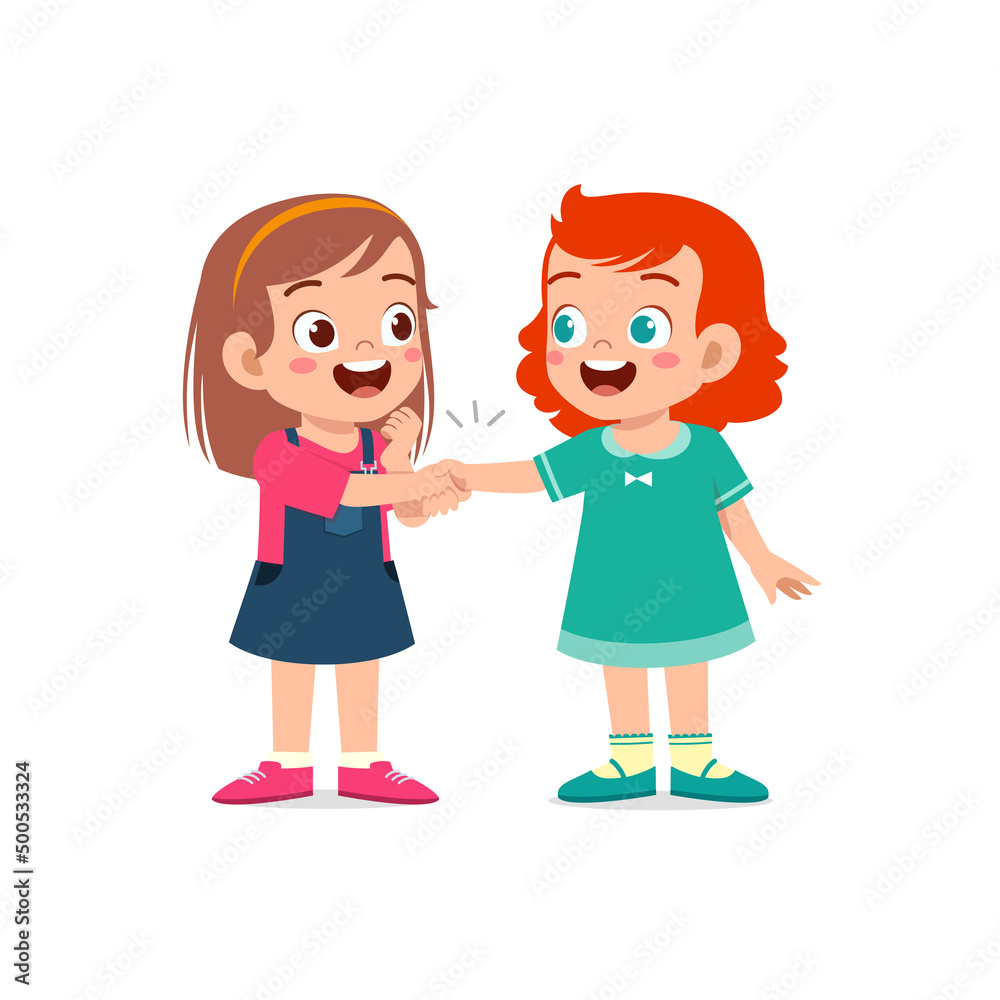 little kid do hand shake with friend little kid do hand shake with friend