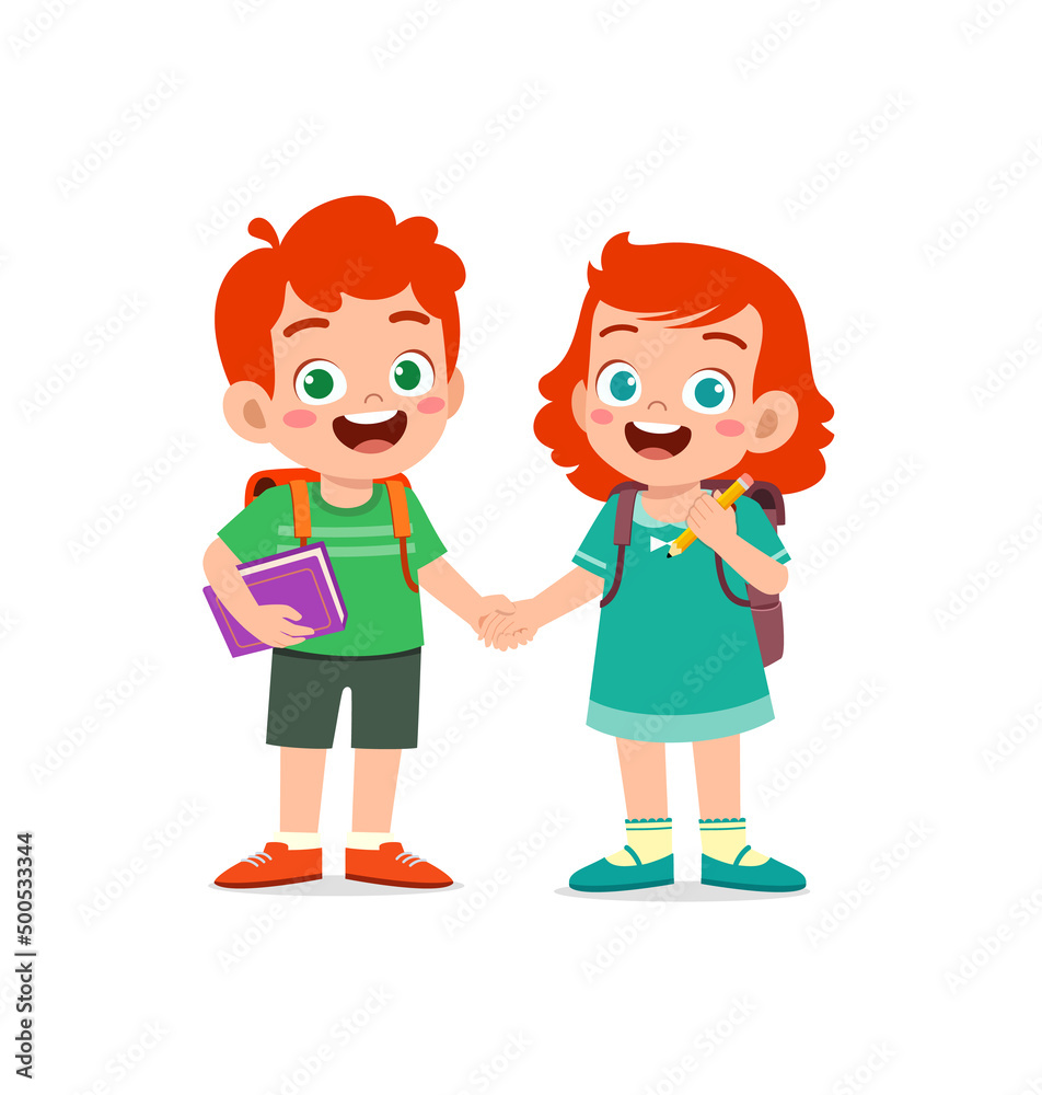 little kid do hand shake with friend little kid do hand shake with friend