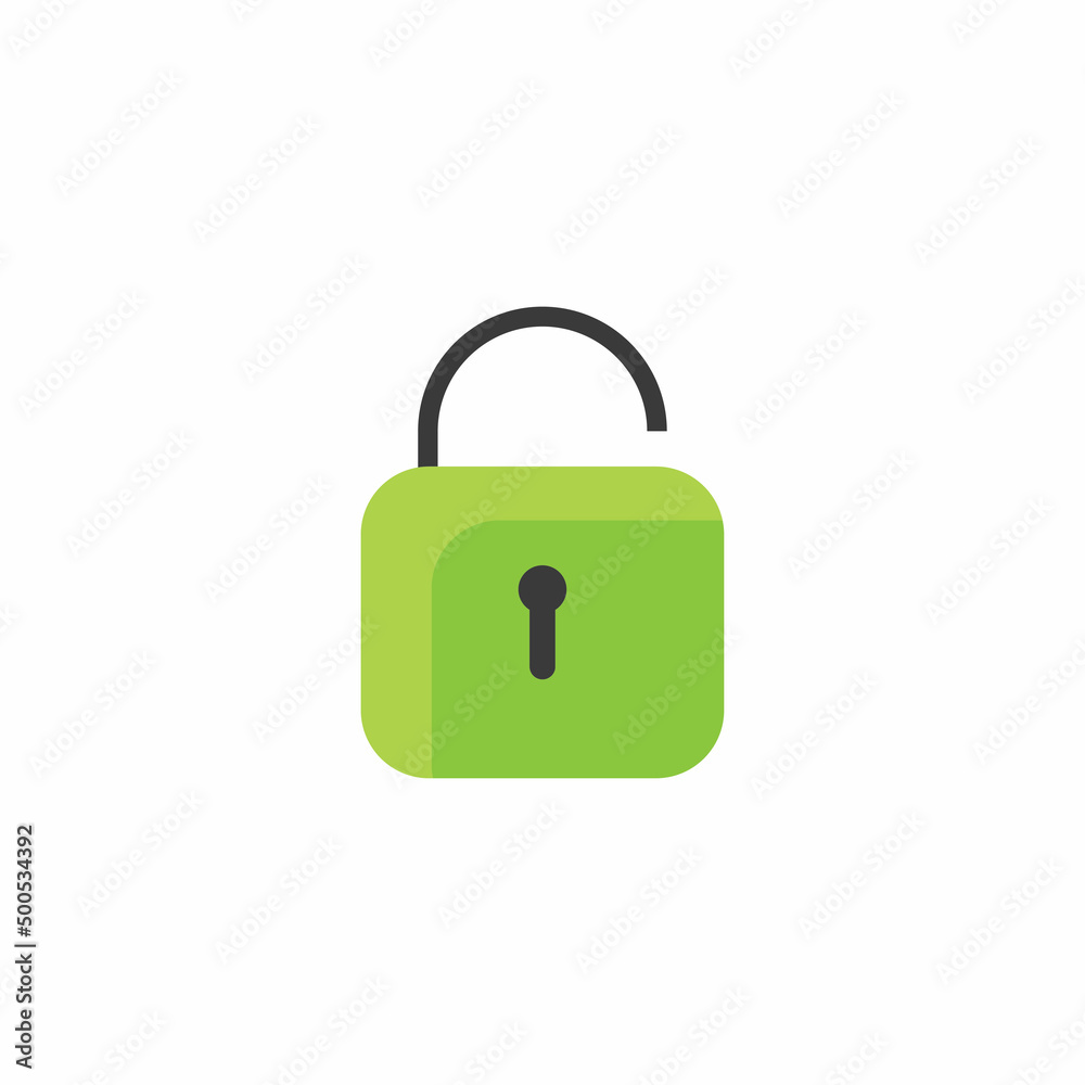 Flat unlock icon vector background Flat unlock icon vector background
