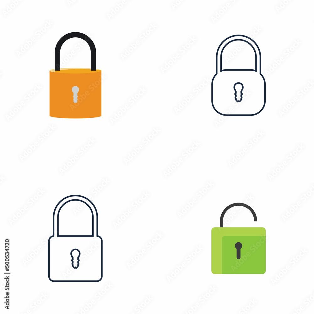 Flat lock and unlock icon vector background Flat lock and unlock icon vector background