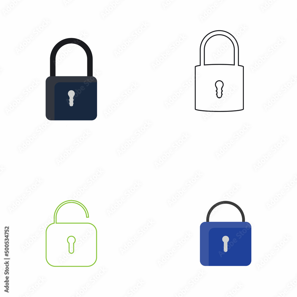 Flat lock and unlock icon vector background Flat lock and unlock icon vector background