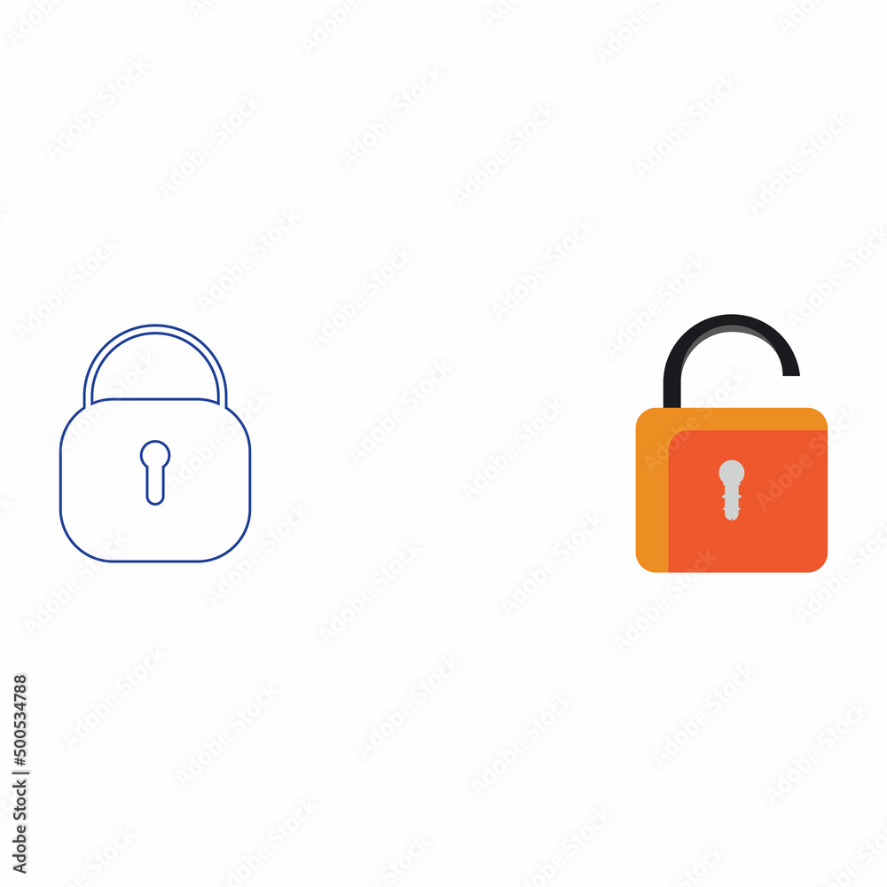 Flat lock and unlock icon vector background