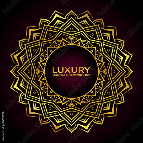 Luxury mandala background design with golden color