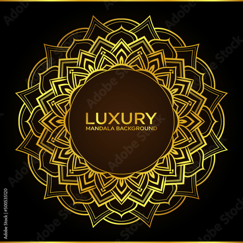 Luxury mandala background design with golden color