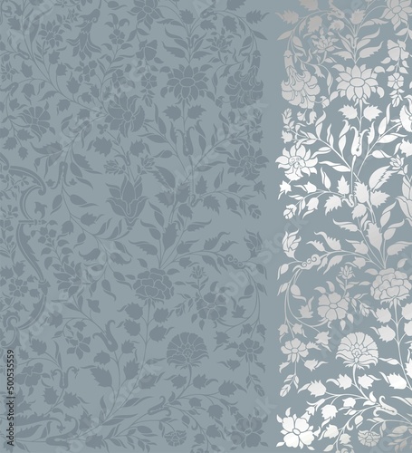 wedding card design, traditional paisley floral pattern , royal India	