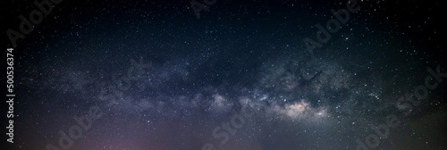 Fotografia Panorama landscape Milky way with Many stars at dark night background