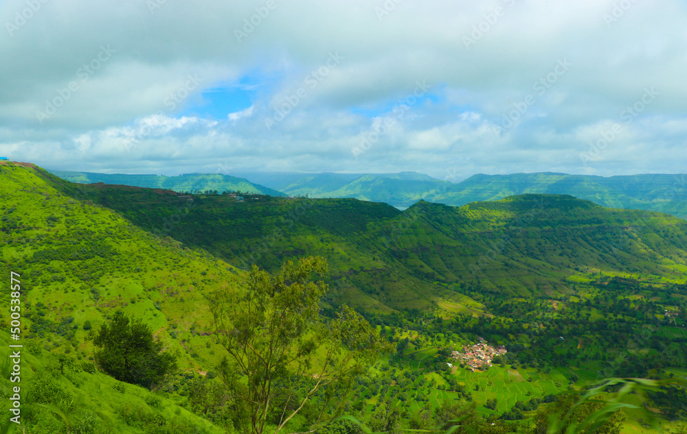 landscape in the mountains in Maharashtra, India