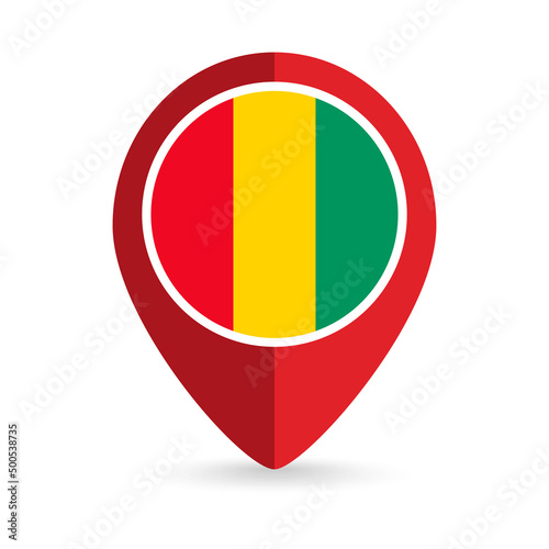 Free Download Map pointer with contry Guinea. Guinea flag. Vector illustration. - GFXLoad