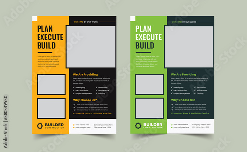Corporate construction tools cover a4 flyer template, Renovation Flyer Template Design, Modern Construction Flyer