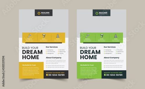 Corporate construction tools flyer design, home improvement flyer template, home repair flyer, Construction Flyer Template