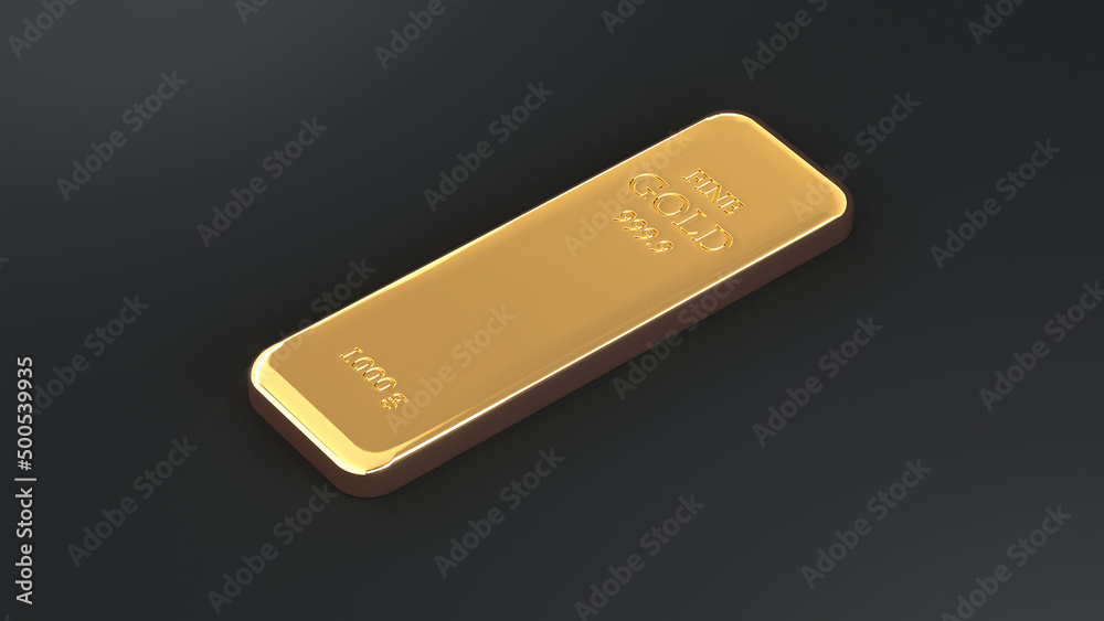 Gold bar weighing 1000 grams on a black background with copy space for text. 3d illustration Gold bar weighing 1000 grams on a black background with copy space for text. 3d illustration