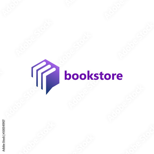 geometric book store logo. hexagonal book icon shape illustration