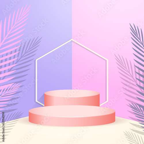 3d products display podium scene with geometric platform and abstract background. background vector 3d rendering with podium. stage showcase on pedestal display studio