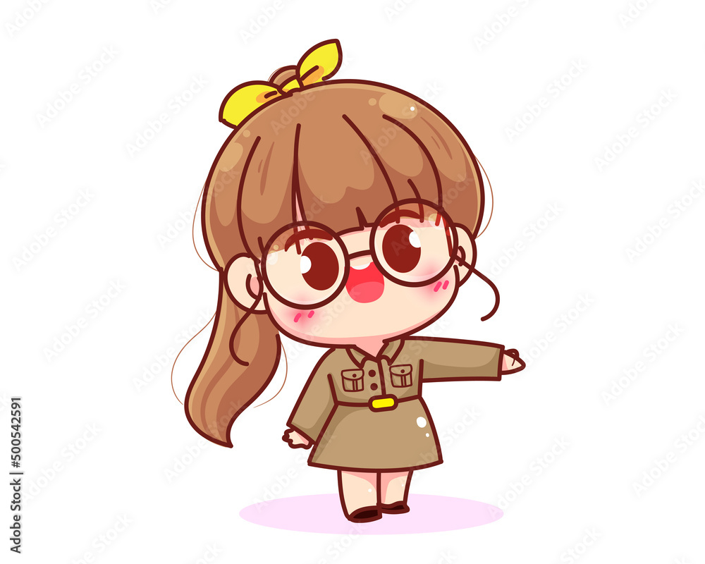 Cute woman teacher in thailand uniform character education back to school logo cartoon art illustration Cute woman teacher in thailand uniform character education back to school logo cartoon art illustration