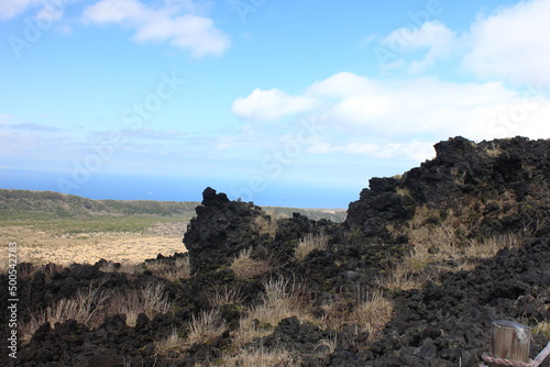 伊豆大島。三原山の風景