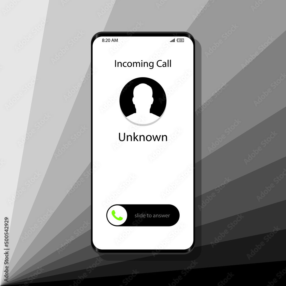 Fototapeta premium Unknown number calling smart mobile Phone Interface Illustration