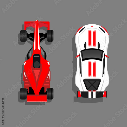 Racing sport car top view