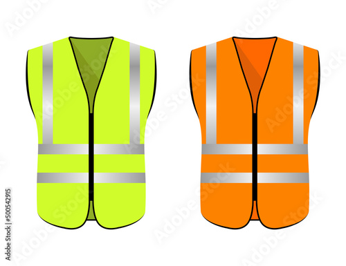 Set Reflective vest safety jacket illustration